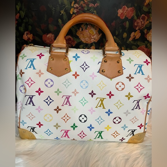 AUTHENTIC LOUIS VUITTON WHITE MULTICOLOR SPEEDY IN EXCELLENT CONDITION.. - Picture 3 of 10